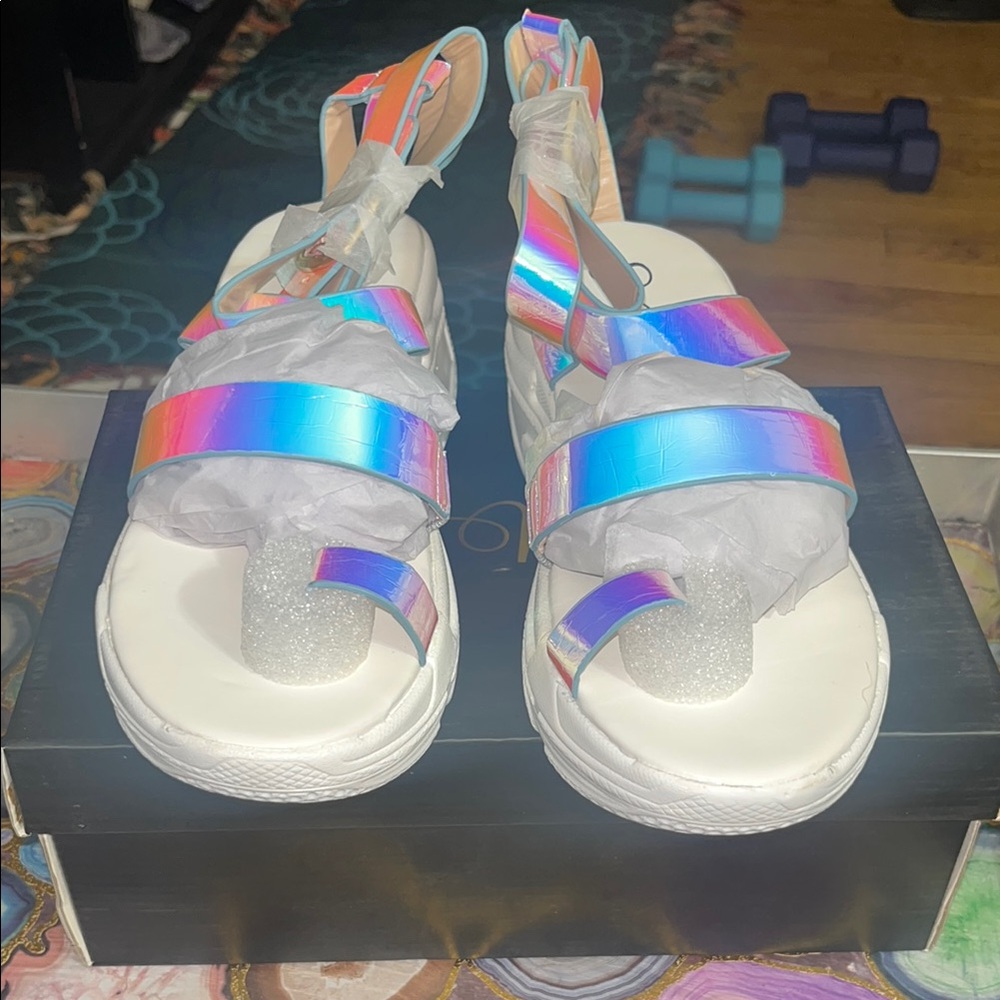 So Me Holographic Sandals
